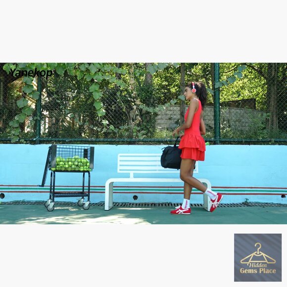 Backless Tennis Dress with Built-In Shorts, 4-Way Stretch Athletic Mini Dress - Picture 7 of 7